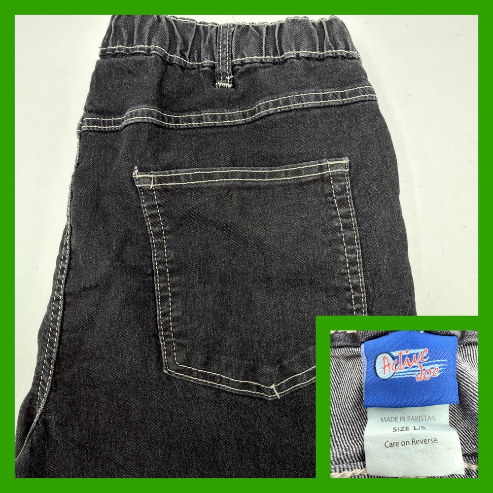 Active Joe Men's Comfort Waist Denim Jeans Black Size L/S High Rise Relaxed Fit